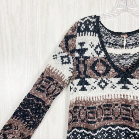 Free People | Cabin Fever Fair Isle Pullover Knit Sweater Size XS - Picture 3 of 4